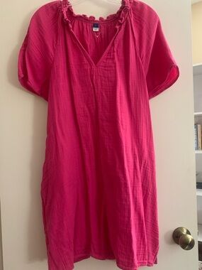 Bright Pink Cotton Tunic Dress